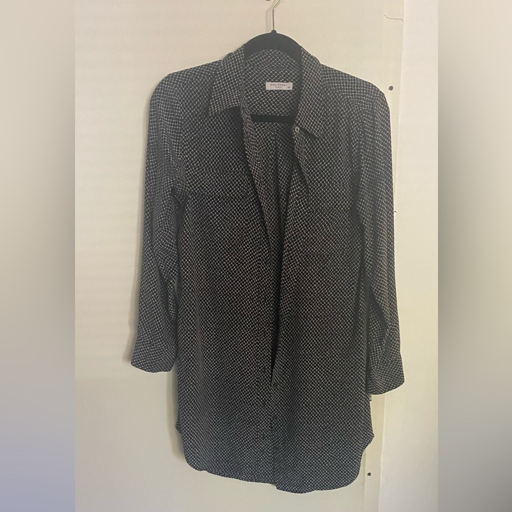 Equipment Black Pattern Silk Blouse - Size SP